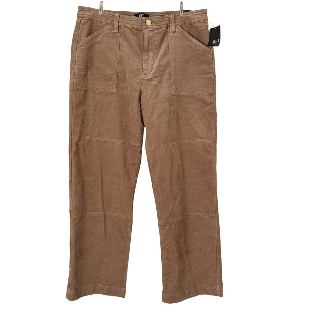 KUT from the Kloth Sienna Wide Leg Corduroy Pants Tan Brown Size 12 KB54701 NWT